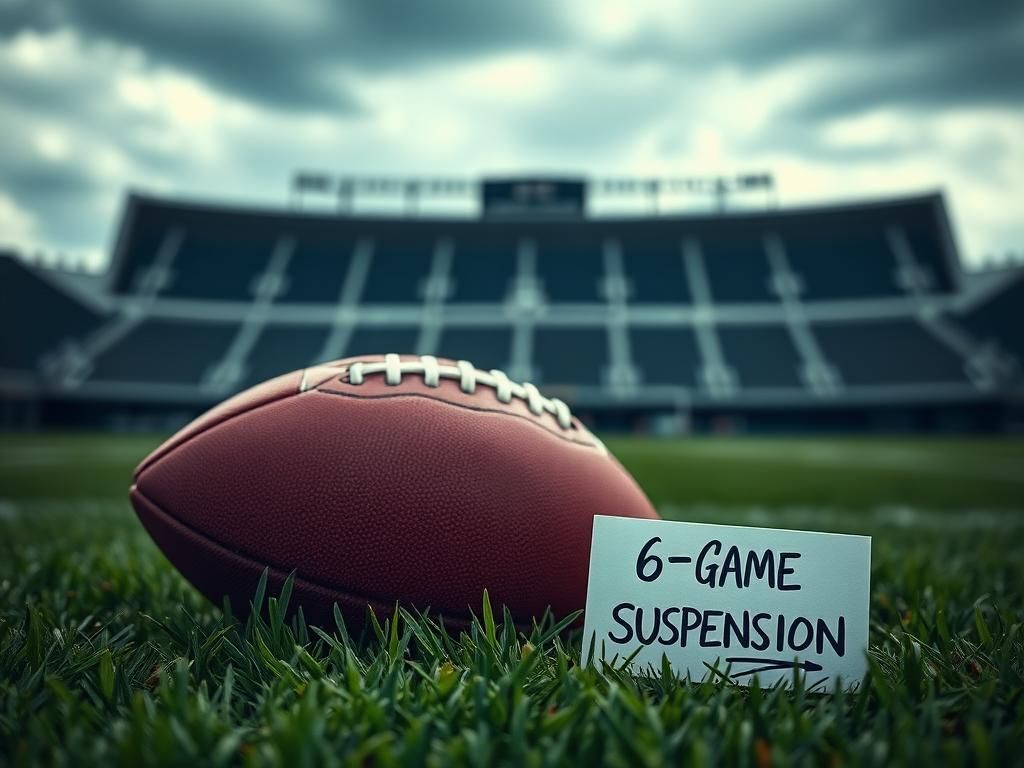 Flick International A partially deflated football on a grass field with a blurred football stadium in the background