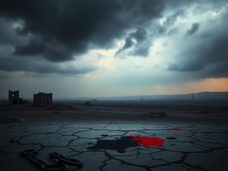 Flick International Somber landscape of war-torn Gaza depicting destroyed buildings and debris