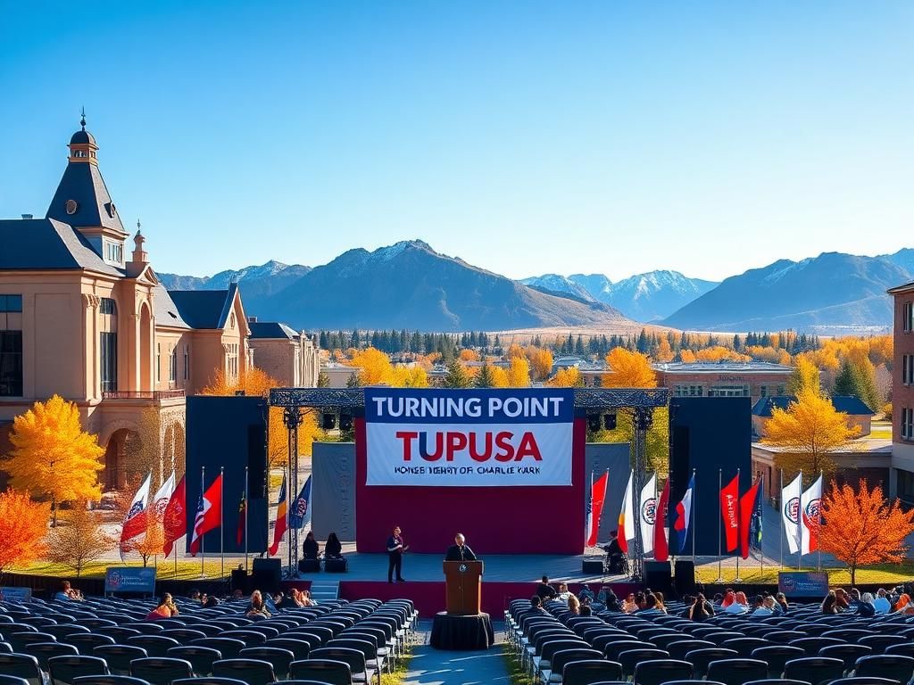 Flick International Vibrant scene at Montana State University during the Turning Point USA event featuring Gov. Gianforte and Vivek Ramaswamy