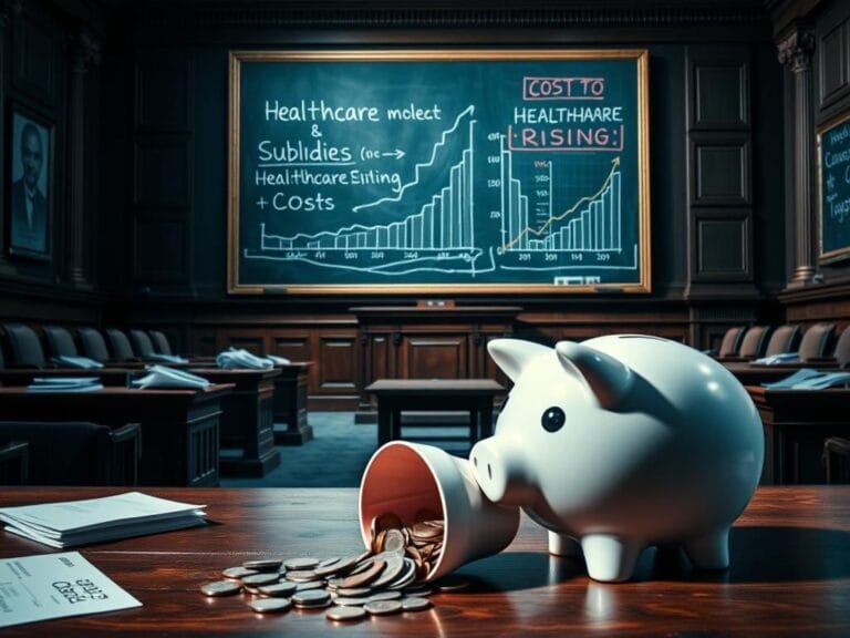 Flick International Empty legislative chamber with scattered papers symbolizing government shutdown impact on healthcare