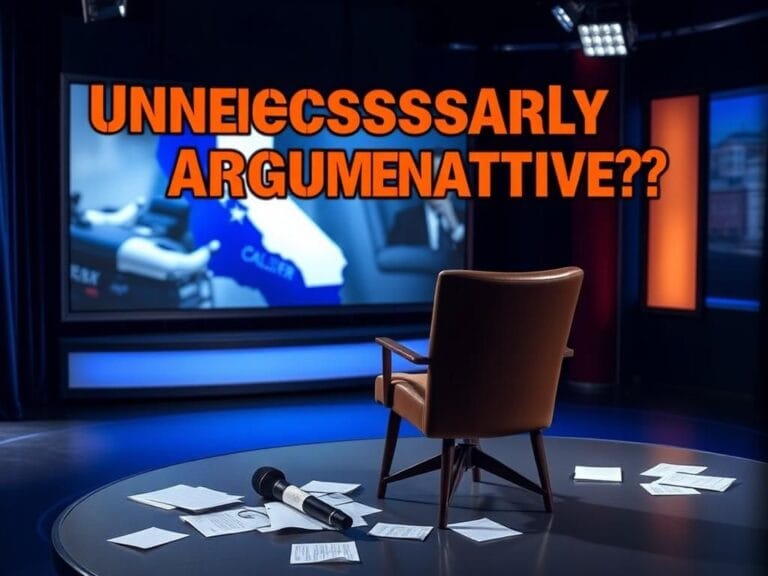 Flick International Dimly lit studio set featuring an empty interview chair symbolizing tension and controversy