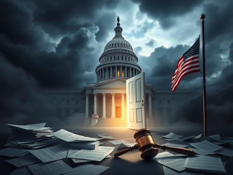 Flick International U.S. Capitol building under dark clouds symbolizing political tension