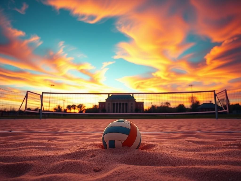 Flick International A volleyball court at sunset, symbolizing the controversies surrounding SJSU volleyball