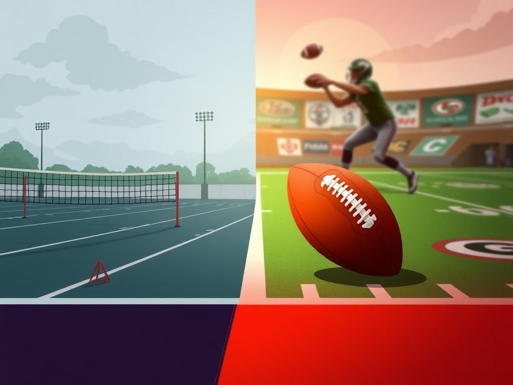Flick International Split-image depicting high school sports policies and professional football changes in California