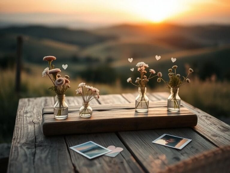 Flick International Serene wooden table with wildflowers symbolizing Darius Rucker's engagement