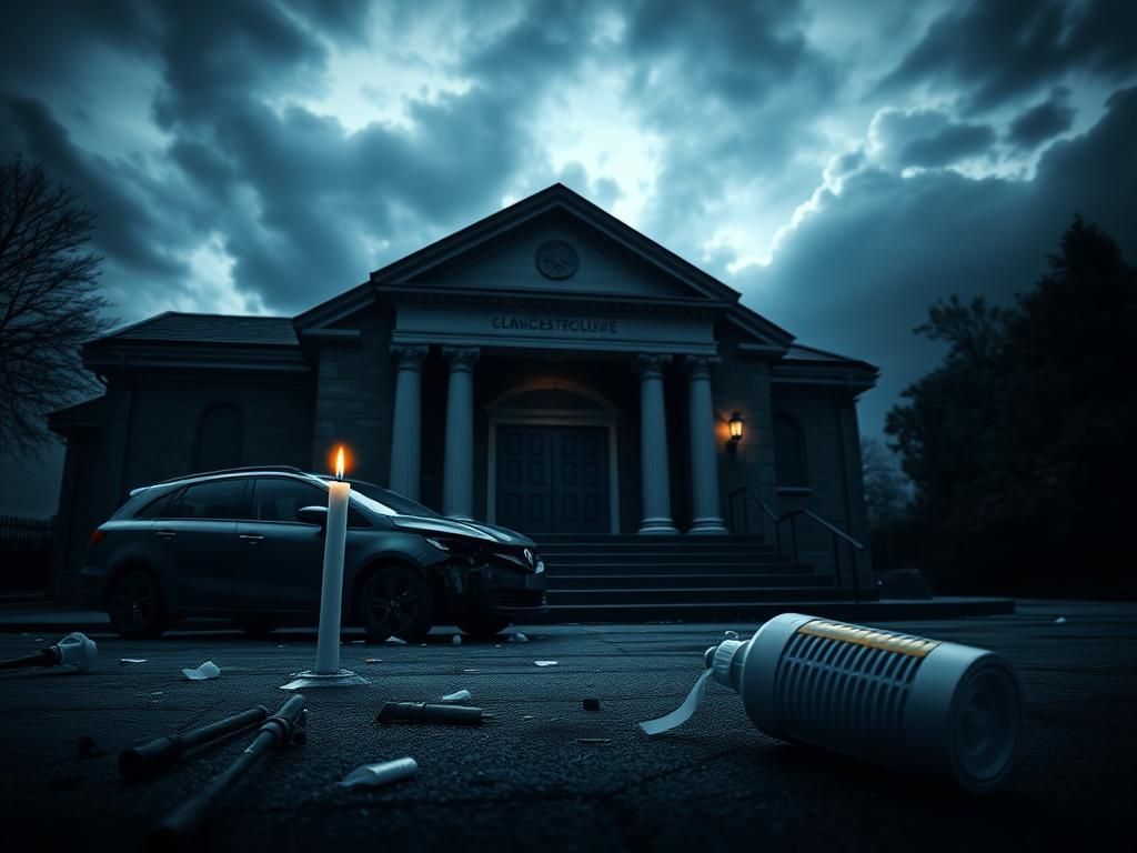 Flick International Exterior view of a Manchester synagogue highlighting solemnity after an attack