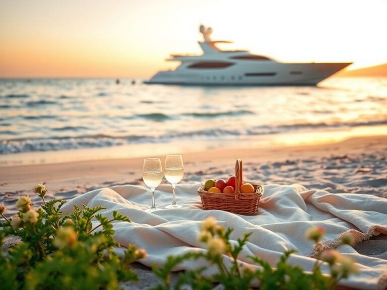 Flick International Serene beach scene with a cozy picnic setup symbolizing intimacy and warmth.