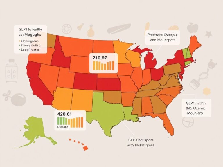 Flick International Stylized map of the United States highlighting GLP-1 hot spots and obesity rates