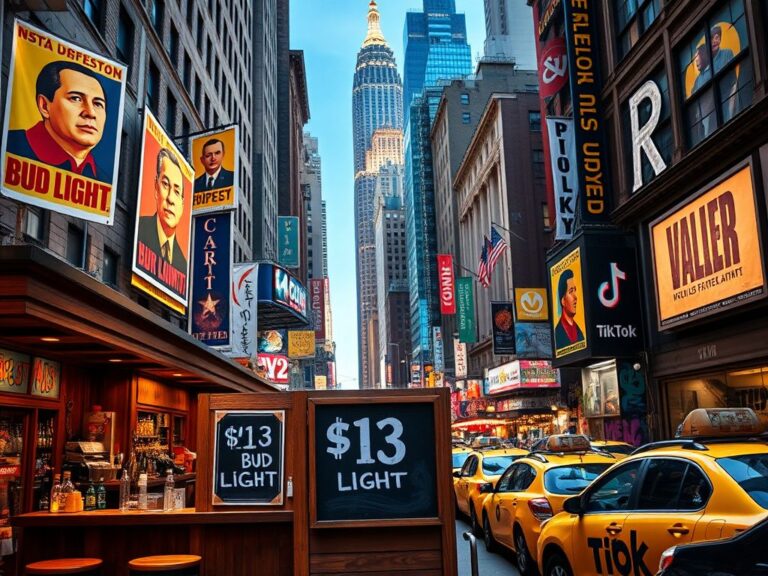 Flick International Bustling New York City street scene showcasing vibrant architecture and social commentary