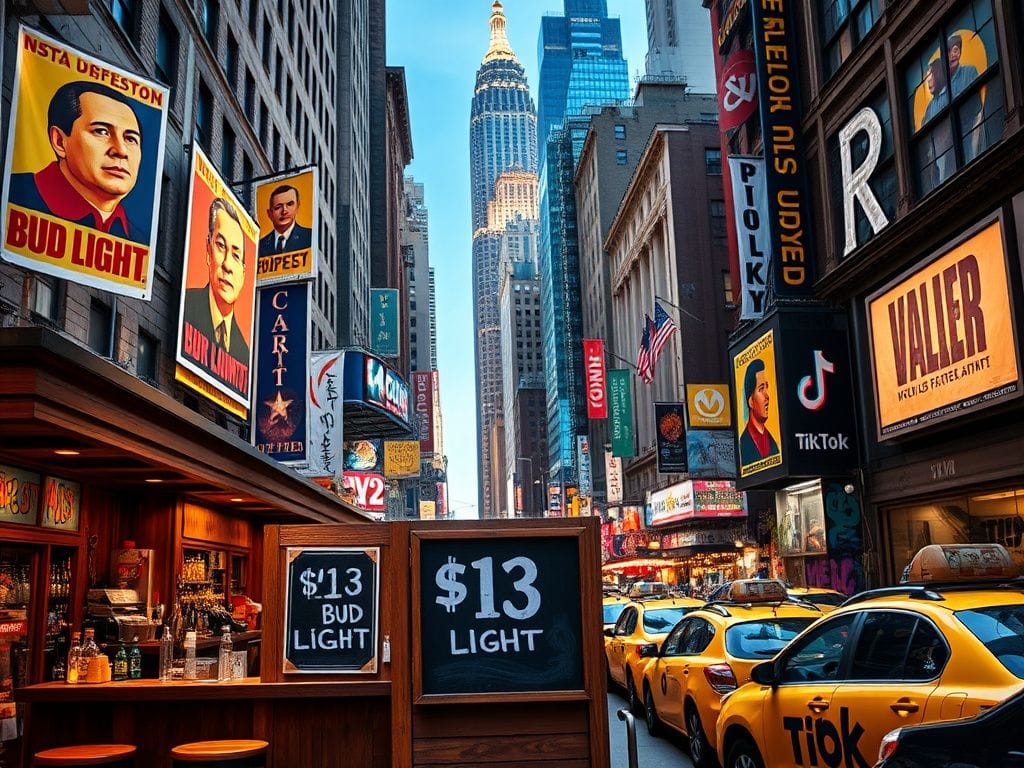 Flick International Bustling New York City street scene showcasing vibrant architecture and social commentary