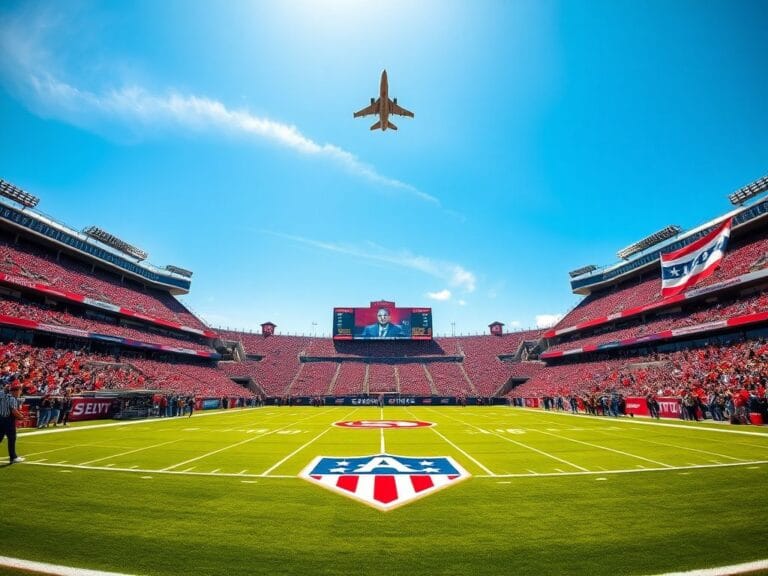 Flick International Wide-angle view of NFL stadium filled with fans during the Salute to Service event