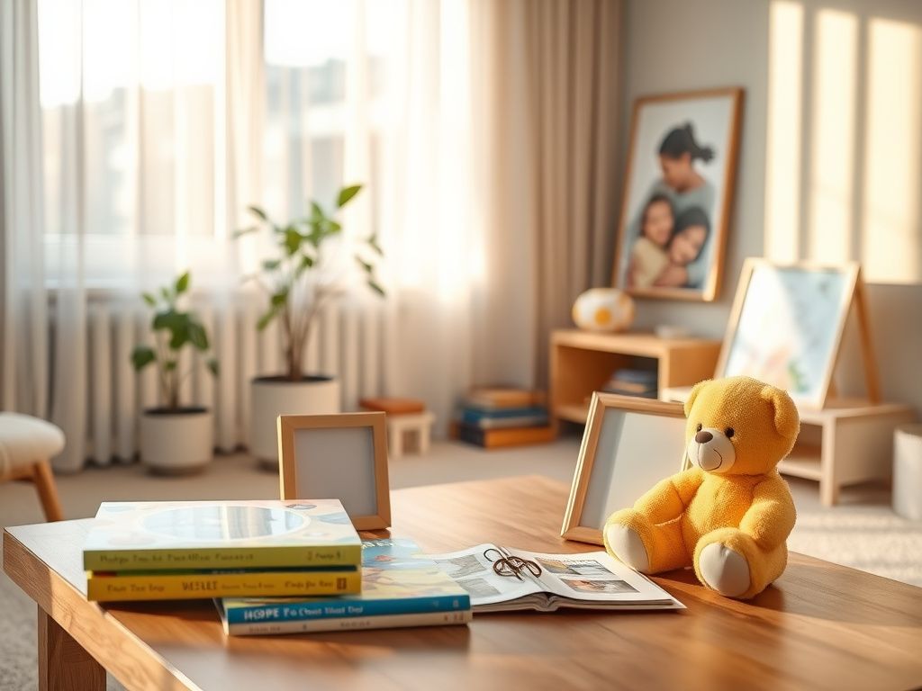 Flick International Cozy children's room with toys and books promoting adoption