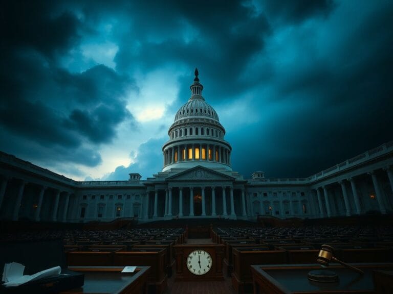 Flick International Dramatic dark-blue sky over the U.S. Capitol building symbolizing government shutdown uncertainty