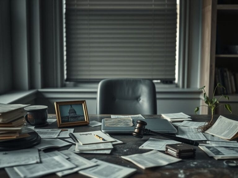 Flick International An empty political office symbolizing lost integrity and regret