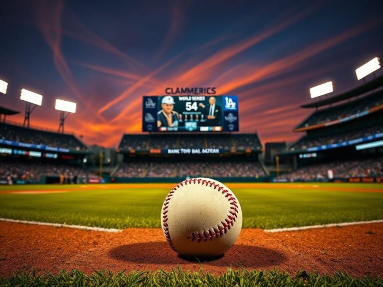 Flick International Close-up of a scuffed baseball near home plate in a stadium during the Dodgers' Game 7 victory.