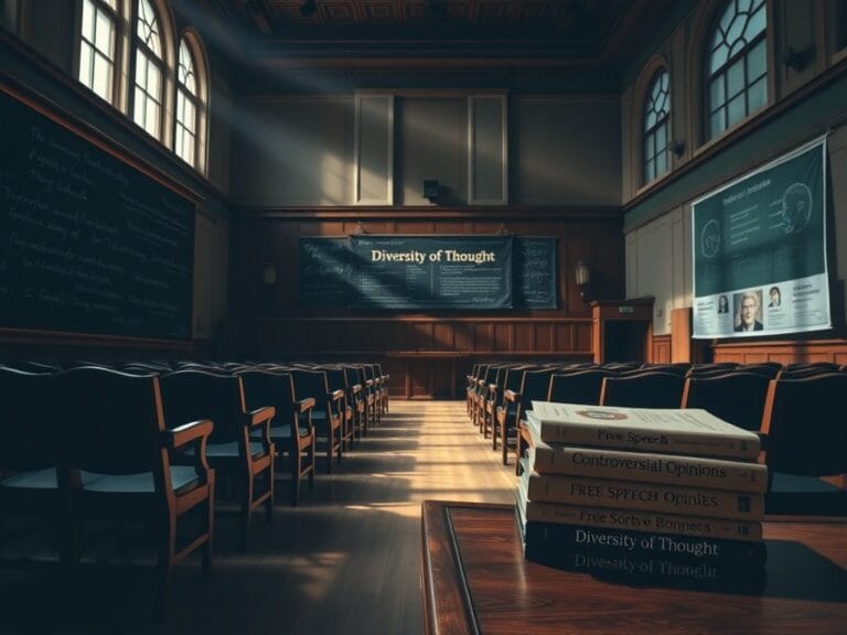 Flick International Empty lecture hall at a prestigious university with a large blackboard filled with complex equations