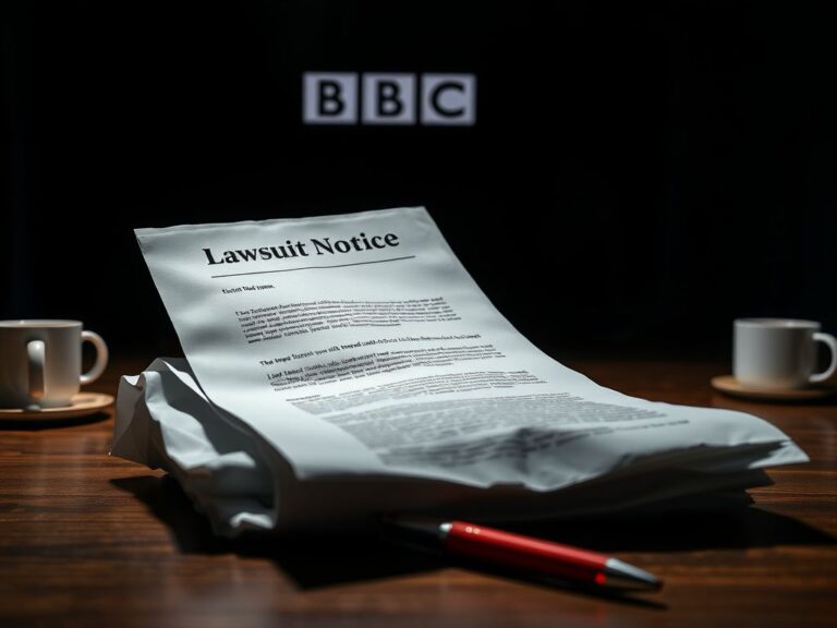 Flick International Close-up of a crumpled legal document with 'Lawsuit Notice' text on a wooden desk