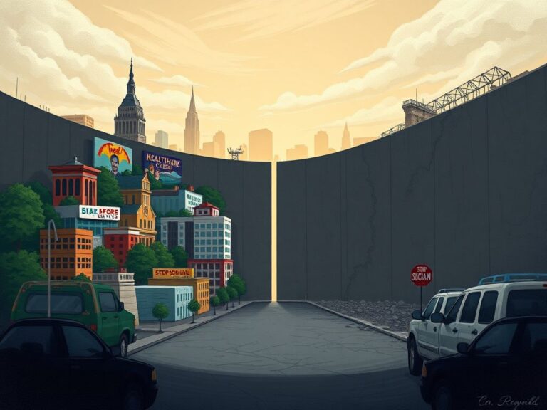 Flick International A stark visual representation of the ideological divide between socialist policies and conservative values in American politics.