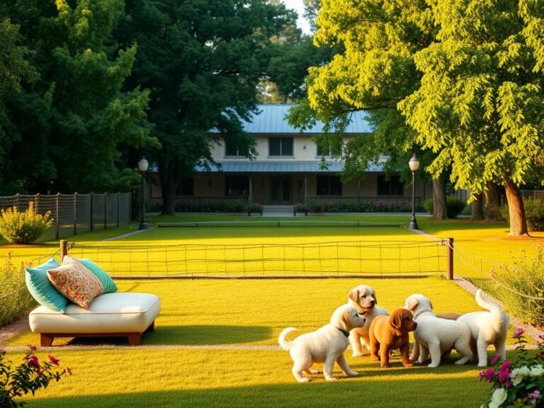 Flick International Serenity of Ghislaine Maxwell's minimum-security prison camp with lush greenery and puppies