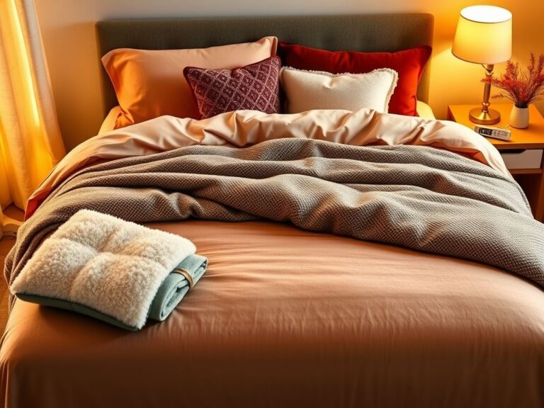 Flick International Cozy winter bedroom with flannel sheets and plush bedding