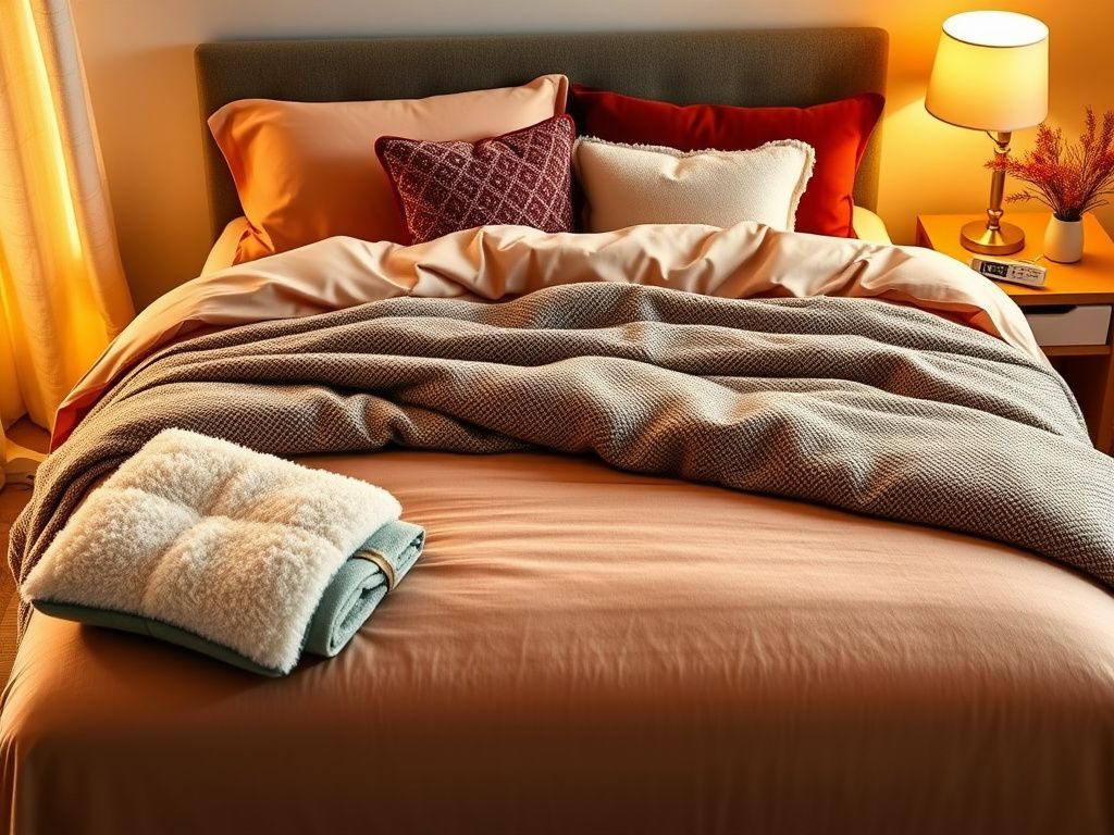 Flick International Cozy winter bedroom with flannel sheets and plush bedding