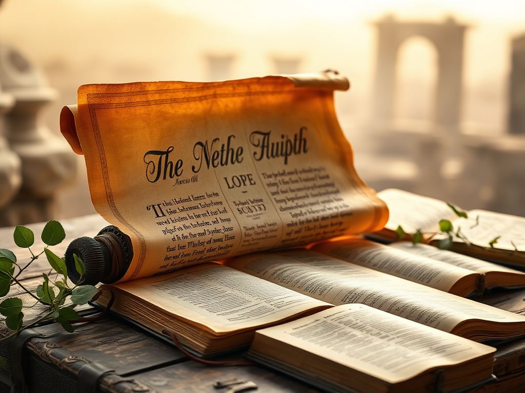 Flick International A beautifully illuminated ancient scroll revealing calligraphic biblical text.