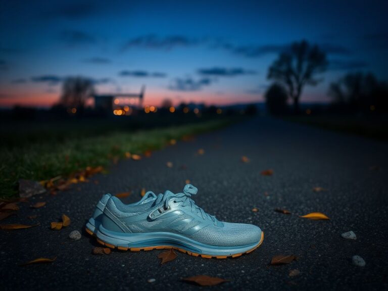 Flick International Abandoned running shoes on a jogging path near Lawrence airport