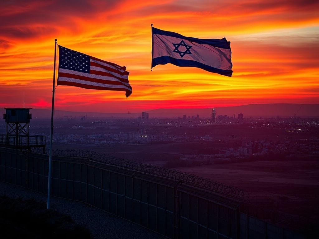 Flick International Dramatic landscape of a fortified Israeli border at sunset