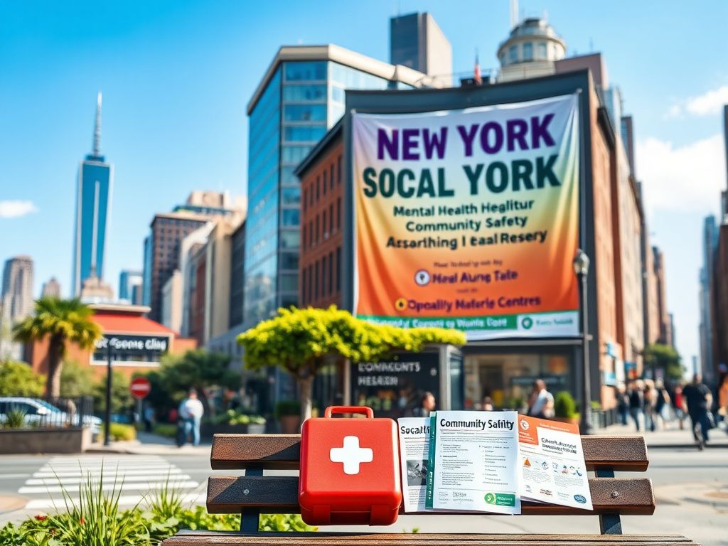 Flick International Conceptual image of a bustling New York City street scene emphasizing community safety and social services