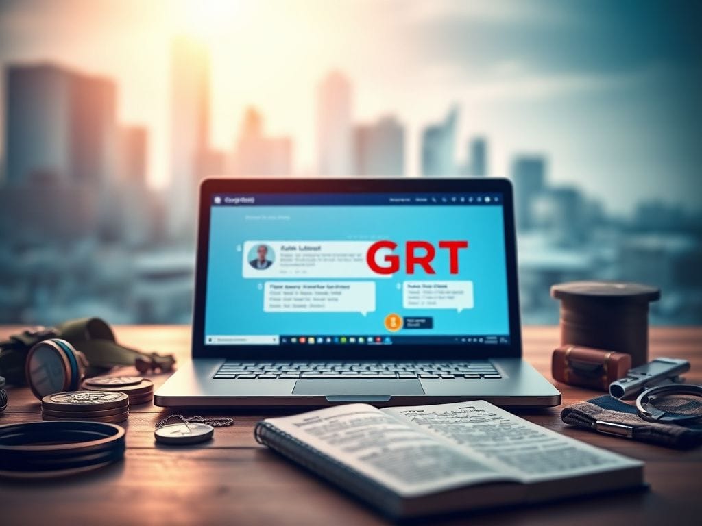 Flick International A veteran transitioning to civilian life with an open laptop showing ChatGPT interface surrounded by military mementos.