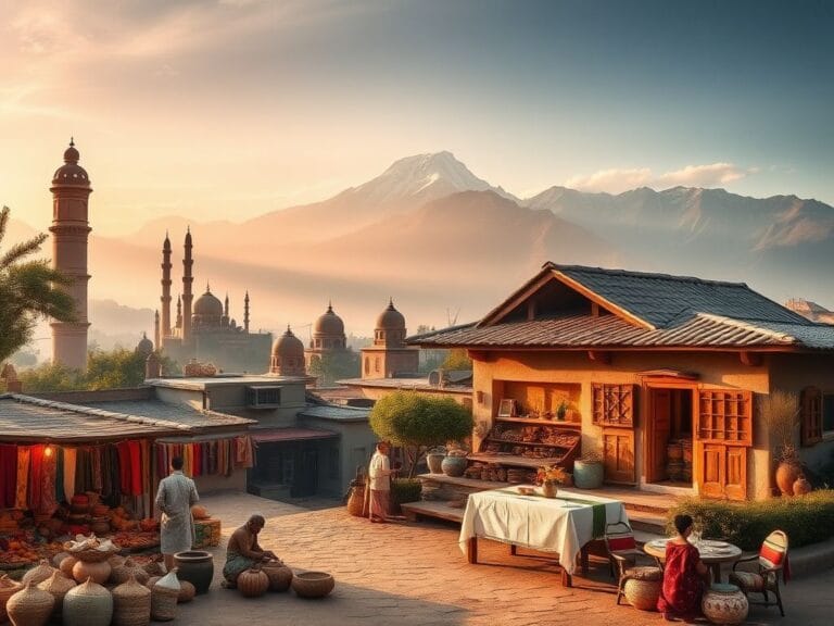 Flick International Serene landscape showcasing cultural landmarks and natural wonders symbolizing global kindness