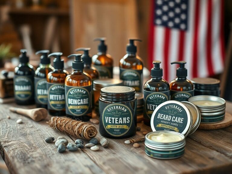Flick International Luxurious beard care products displayed on a rustic wooden table