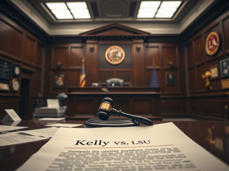 Flick International Courtroom scene detailing the lawsuit filed by Brian Kelly against LSU