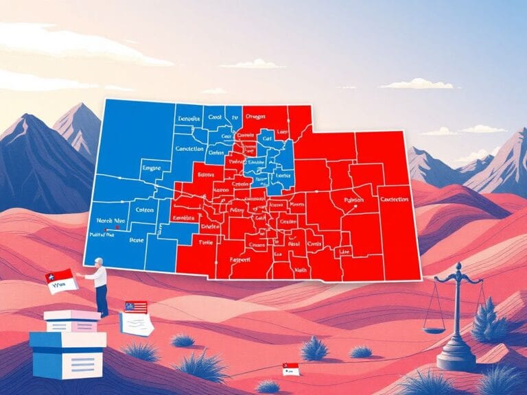 Flick International Stylized map of Utah illustrating newly redrawn congressional districts with Democratic and Republican colors.