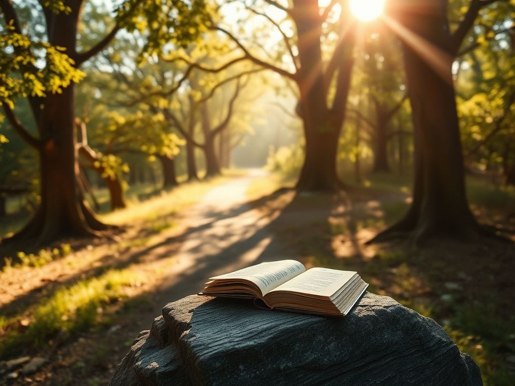 Flick International A serene sunlit path winding through a tranquil forest, symbolizing life's journey and self-discovery