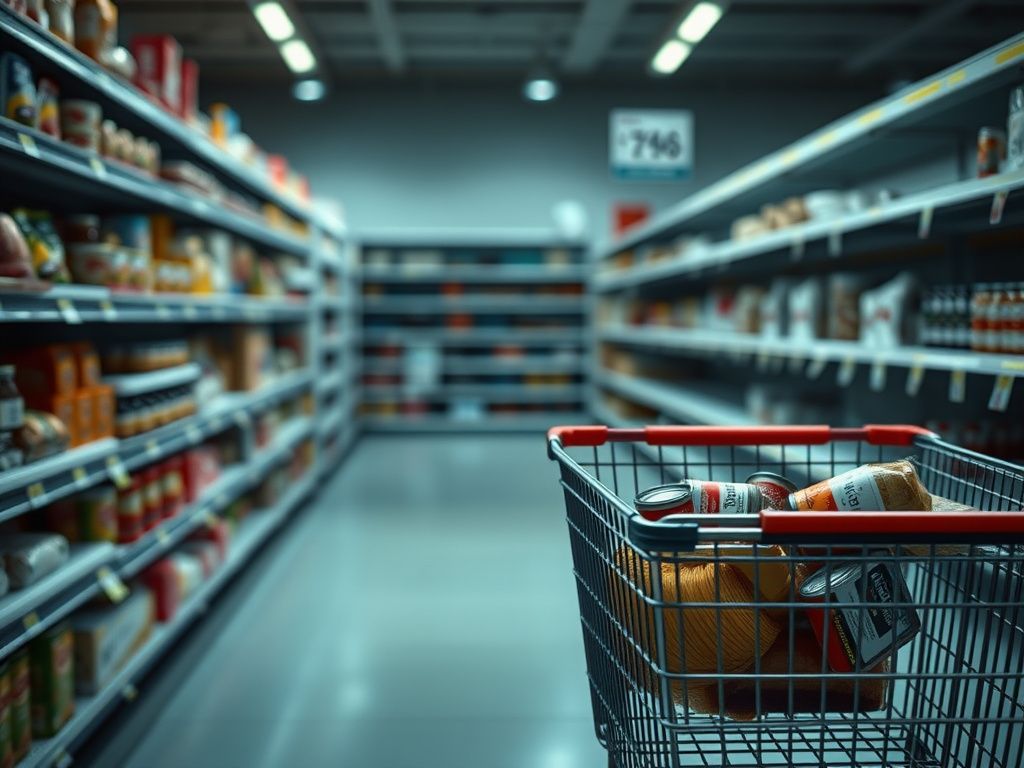 Flick International Empty grocery store shelves highlighting potential SNAP benefit lapse