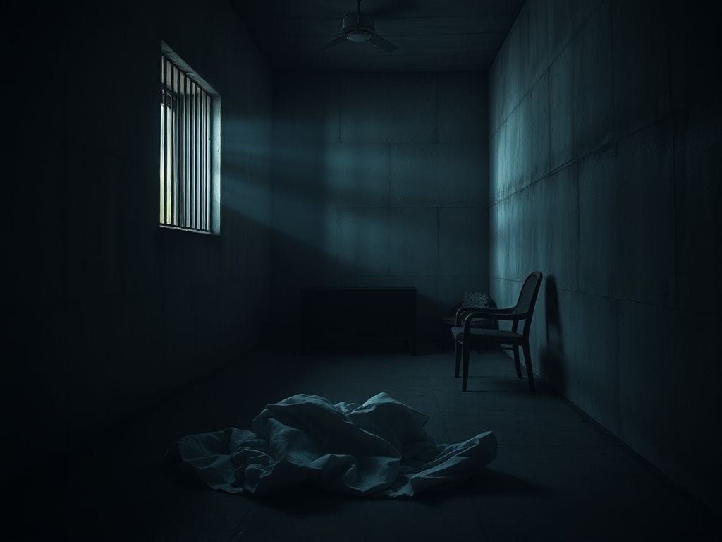 Flick International A somber jail cell depicting isolation and despair related to the death of UFC fighter Godofredo Pepey