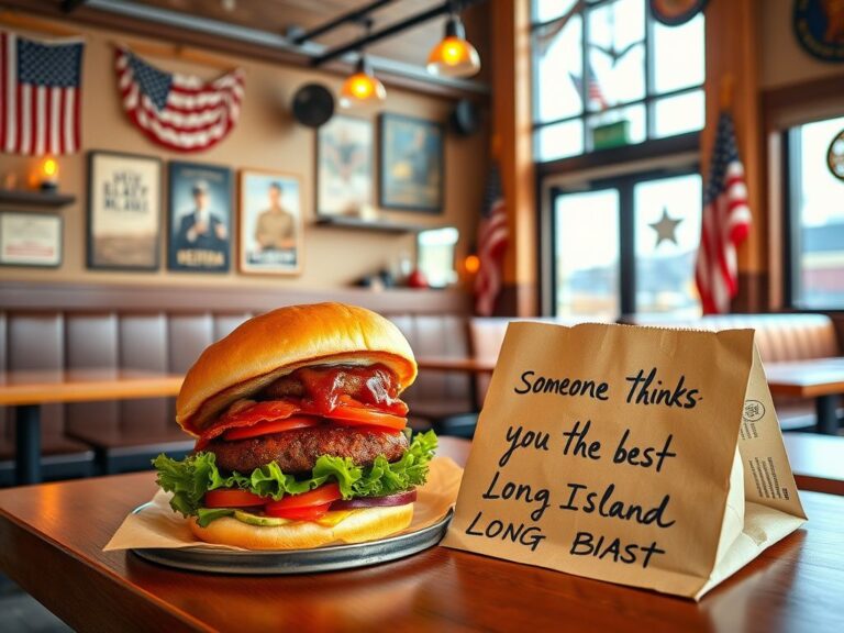 Flick International Cozy interior of a fast-casual restaurant featuring smashburgers and patriotic decor