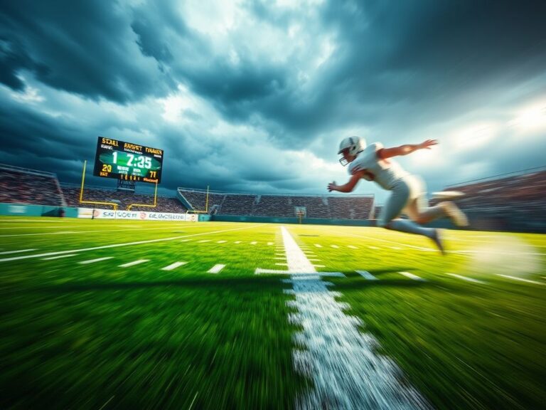 Flick International Dynamic abstract representation of a football field showcasing a scoring play