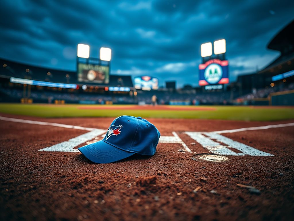 Flick International Close-up of a baseball field at dusk with home plate and pitcher's mound in focus, showing signs of an intense game.