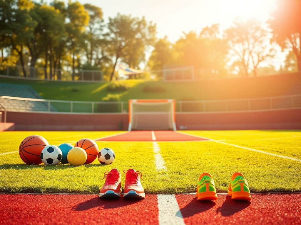 Flick International Vibrant sports field scene with a running track and sports equipment symbolizing inclusivity.