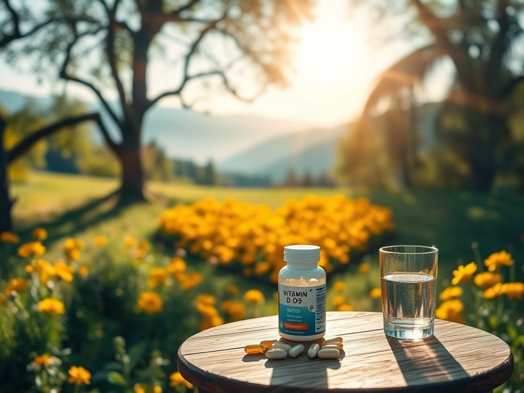 Flick International Heart-shaped garden with vibrant flowers and vitamin D3 supplements