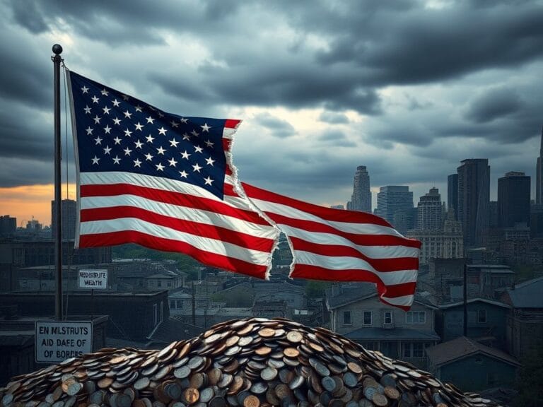 Flick International A dramatic depiction of a torn American flag symbolizing division within the Democratic Party