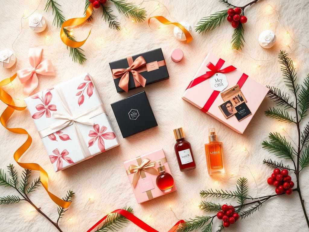 Flick International Luxurious beauty gift sets in a festive flat lay arrangement