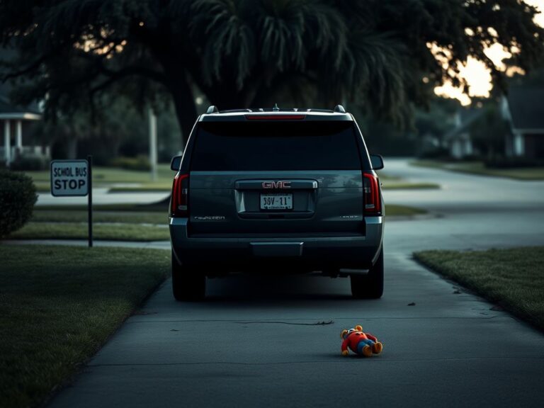 Flick International A 2016 GMC Yukon parked in a family driveway, symbolizing tragedy after a tragic event involving a grandmother and her grandson