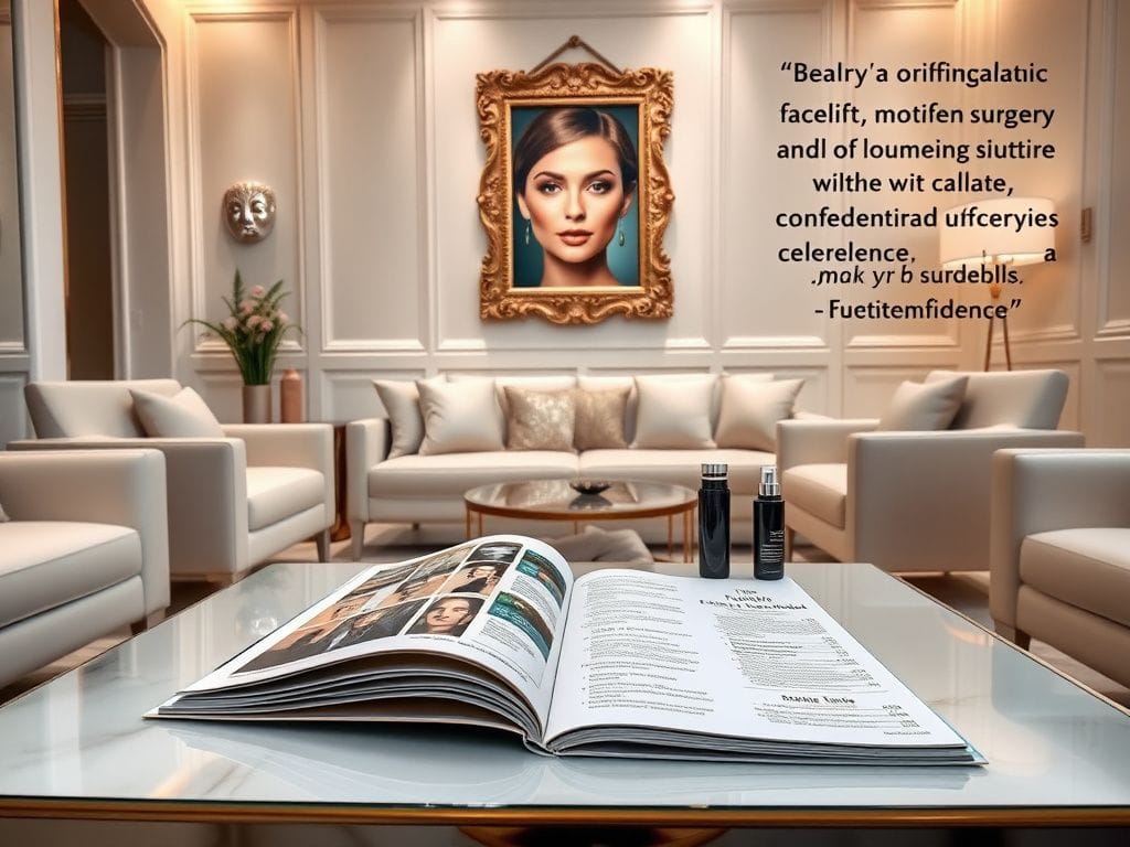 Flick International Luxurious waiting room of a cosmetic surgery clinic with elegant decor