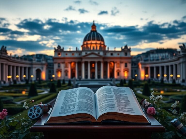 Flick International Serene view of the Vatican's Apostolic Palace during twilight, symbolizing the intersection of faith and creativity.