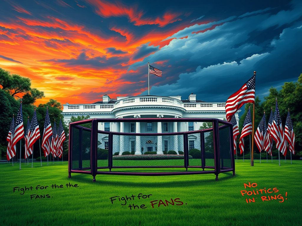 Flick International Dynamic illustration of UFC cage on the White House lawn