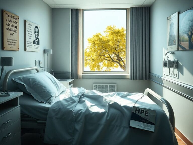 Flick International A serene hospital room with natural light and personal items symbolizing the fight against neurodegenerative illness.