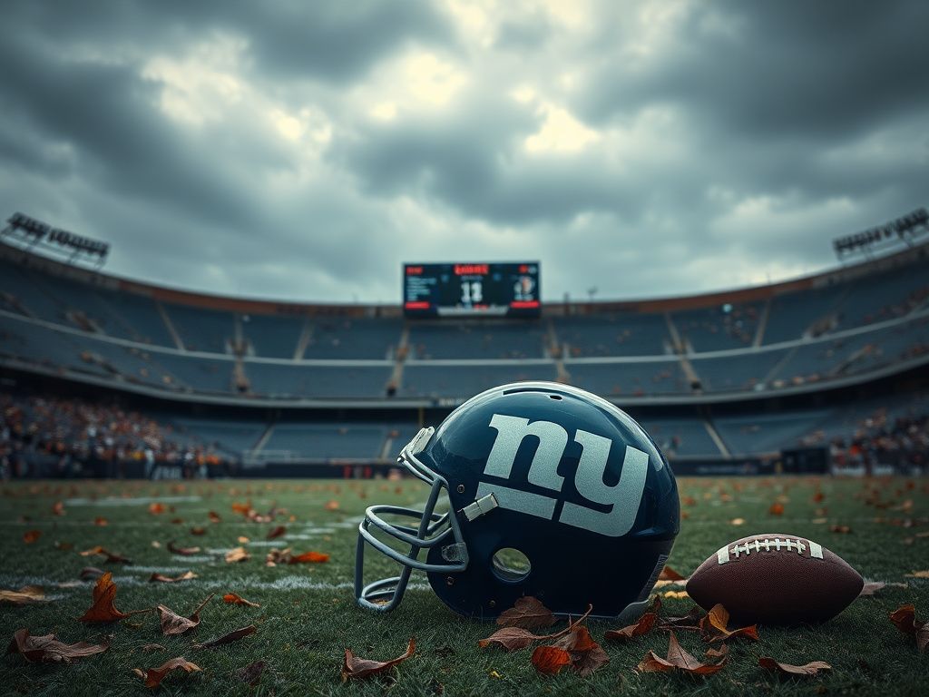 Flick International Worn-down football stadium under gray sky symbolizing the New York Giants' struggles